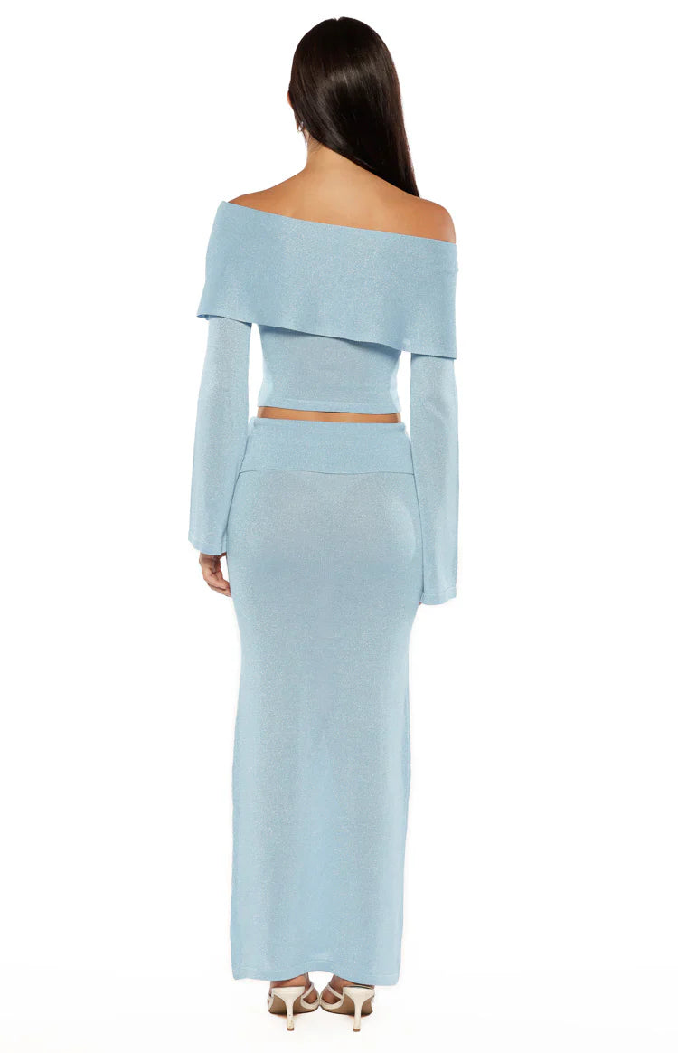Simona Maxi Knit Skirt | Blue