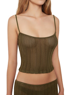 Womens | Slinky Rib Knit Tank | Forest Green