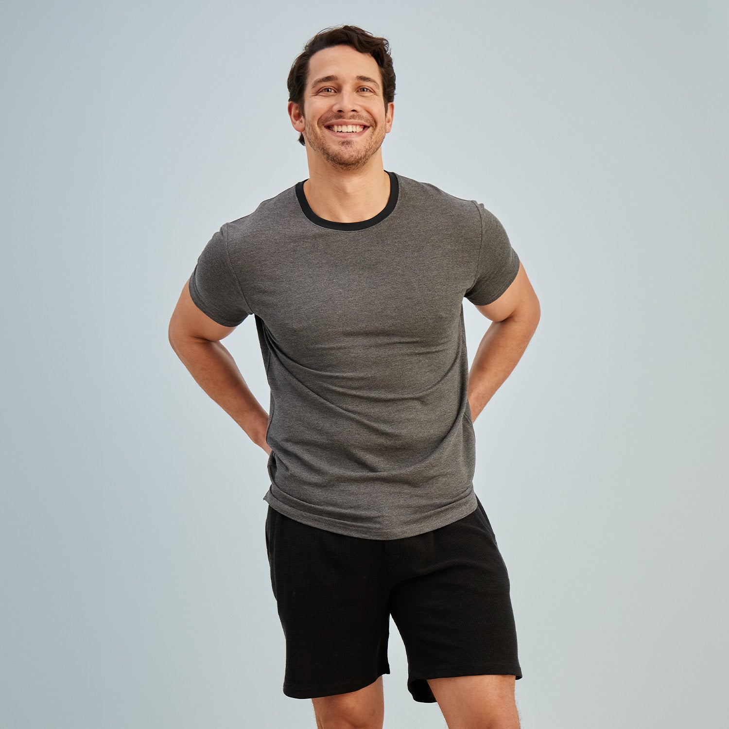 Modal French Terry Lounge Tee | Gray/Black