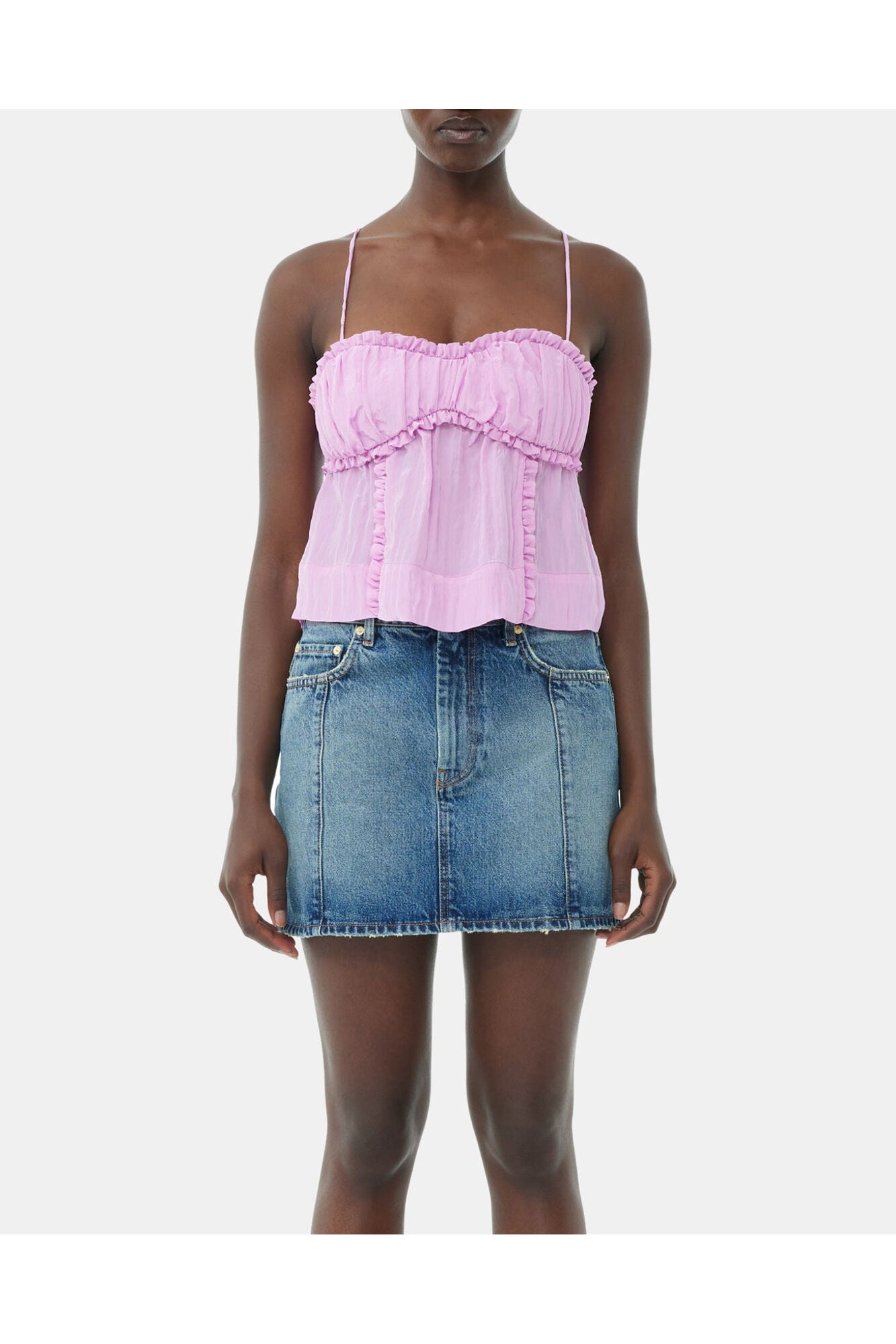 Sparkle Logo Denim Mini Skirt | Tint Wash