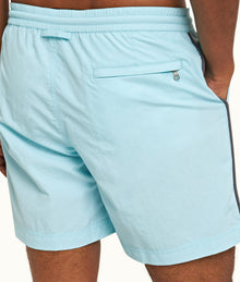 Standard Piping Drawcord Mid-Length Swim Shorts | Clear Sky