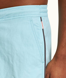 Standard Piping Drawcord Mid-Length Swim Shorts | Clear Sky