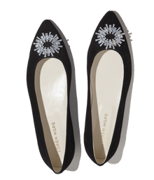 Stevie Ballerina Flats in Black Suede - Loren Hope