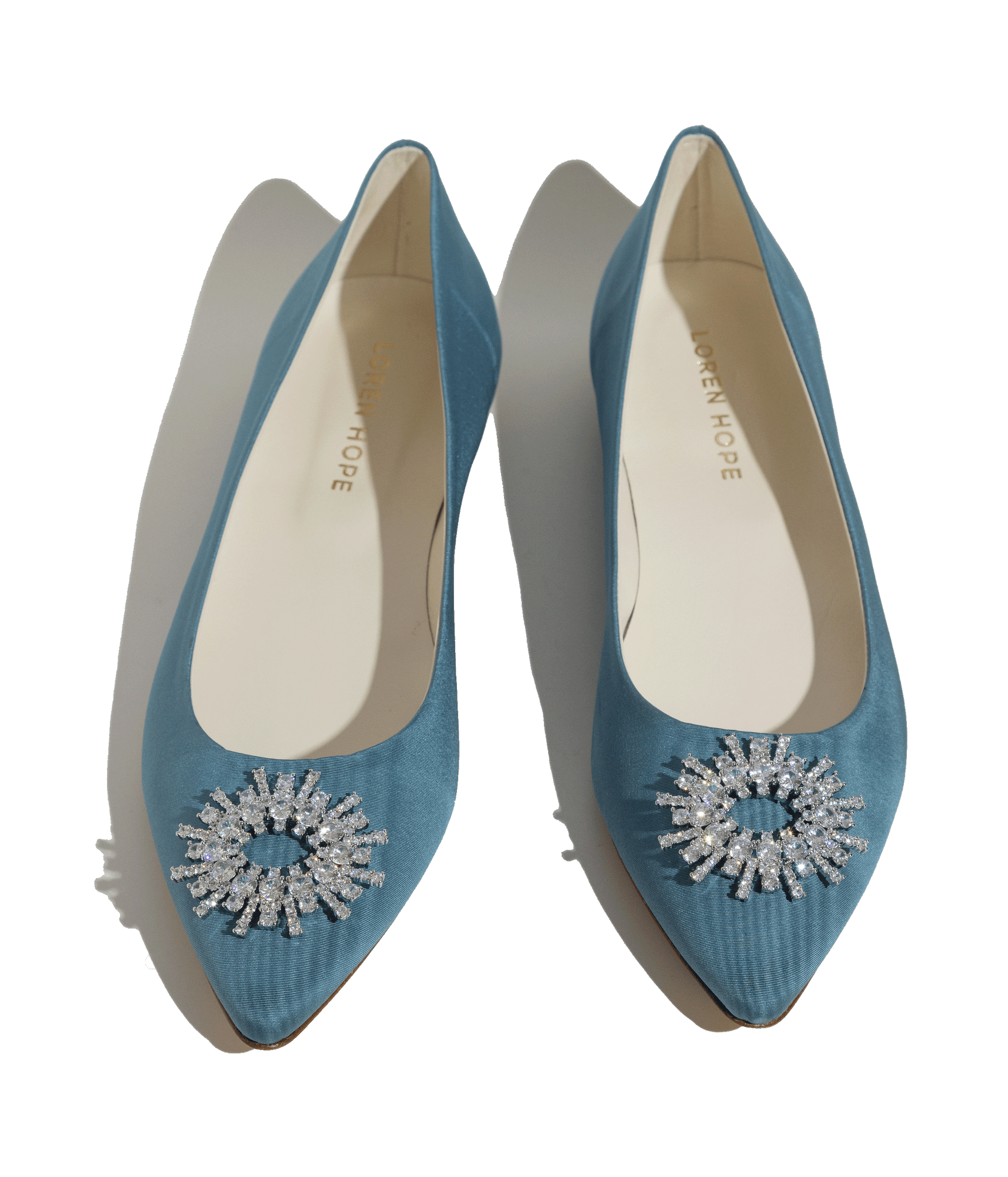 Stevie Ballerina Flats in Blue Silk Moire - Loren Hope