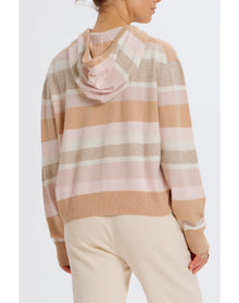 Striped Cashmere Blend Hoodie | Camel Combo