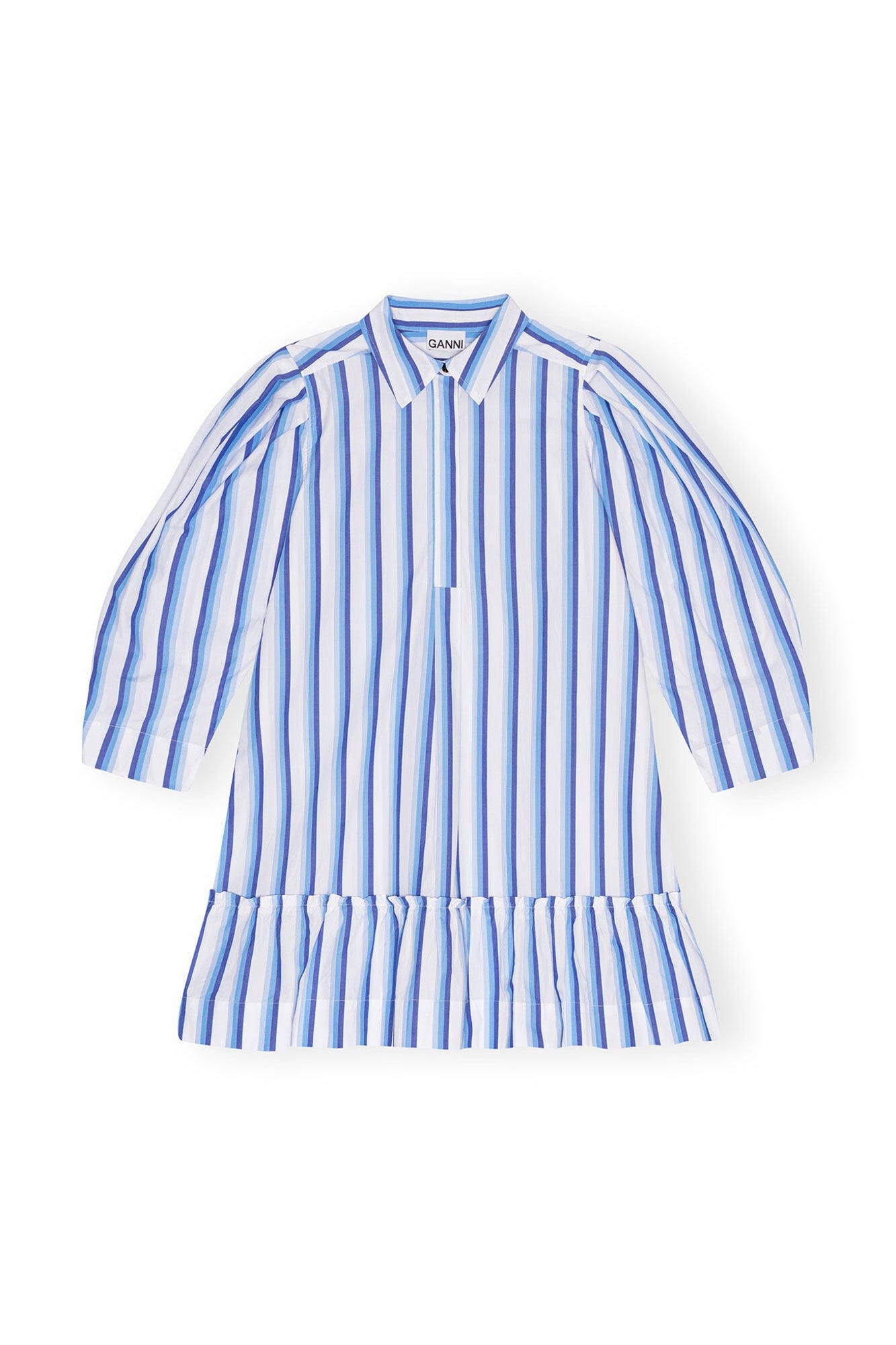 Striped Cotton Mini Shirt Dress | Silver Lake Blue