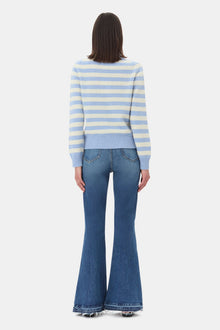 Striped Graphic Cat Jumper | Illusion Blue