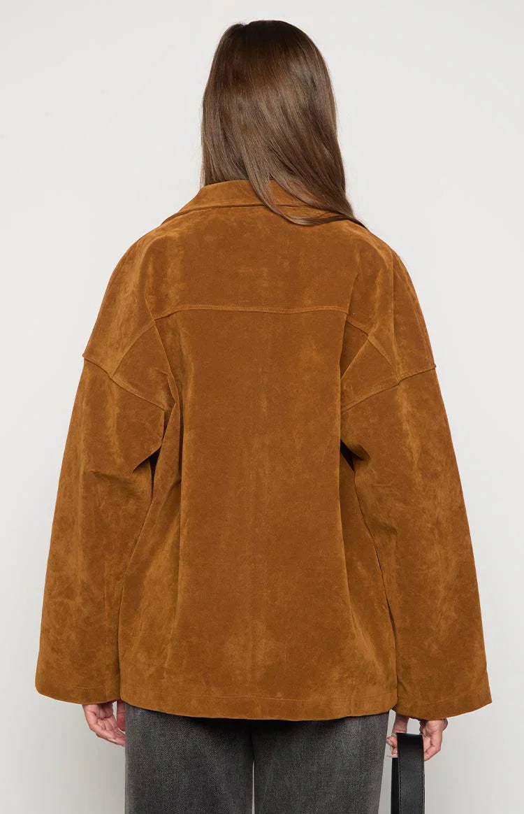 Suki Suede Oversized Jacket | Tan