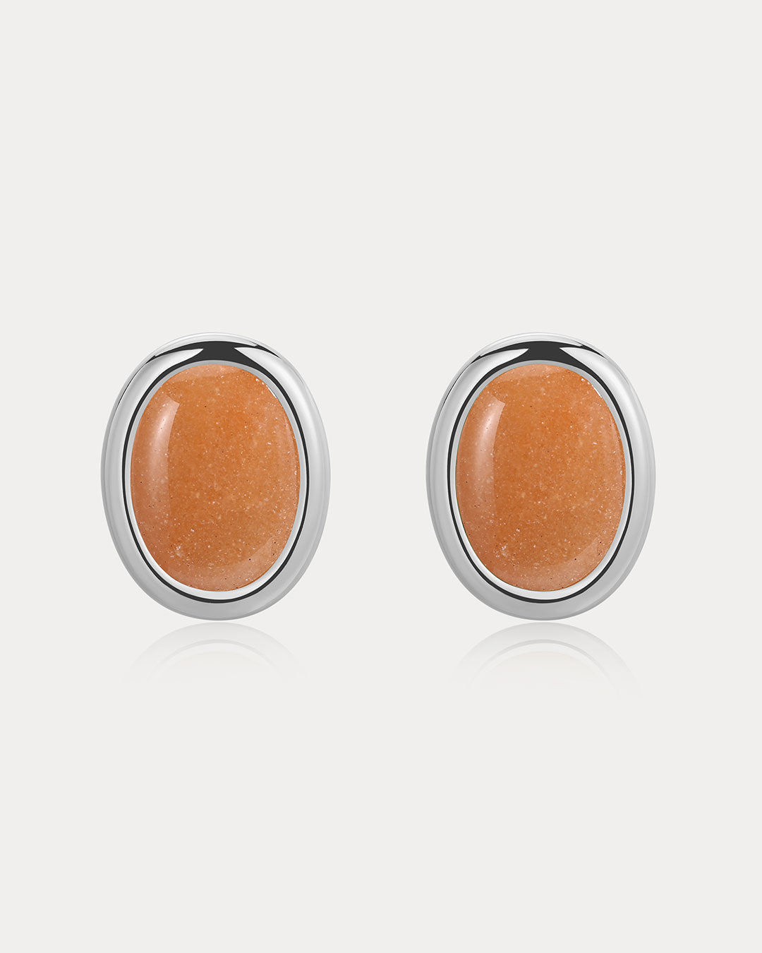 Sunset Stone Studs | Red Aventurine | Silver