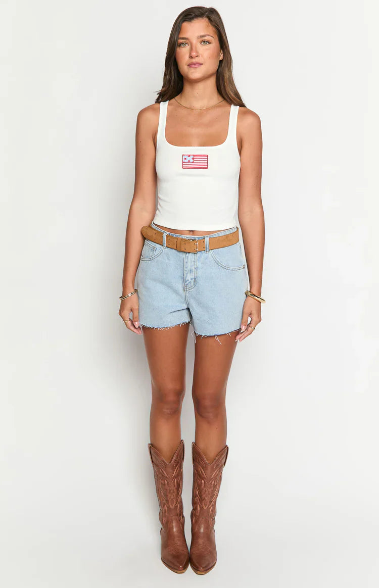 Suzie USA Embroidered Tank Top | White