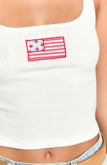 Suzie USA Embroidered Tank Top | White