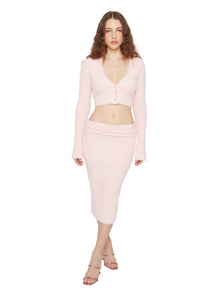 Womens | Sweet Rib Knit Midi Skirt | Light Pink