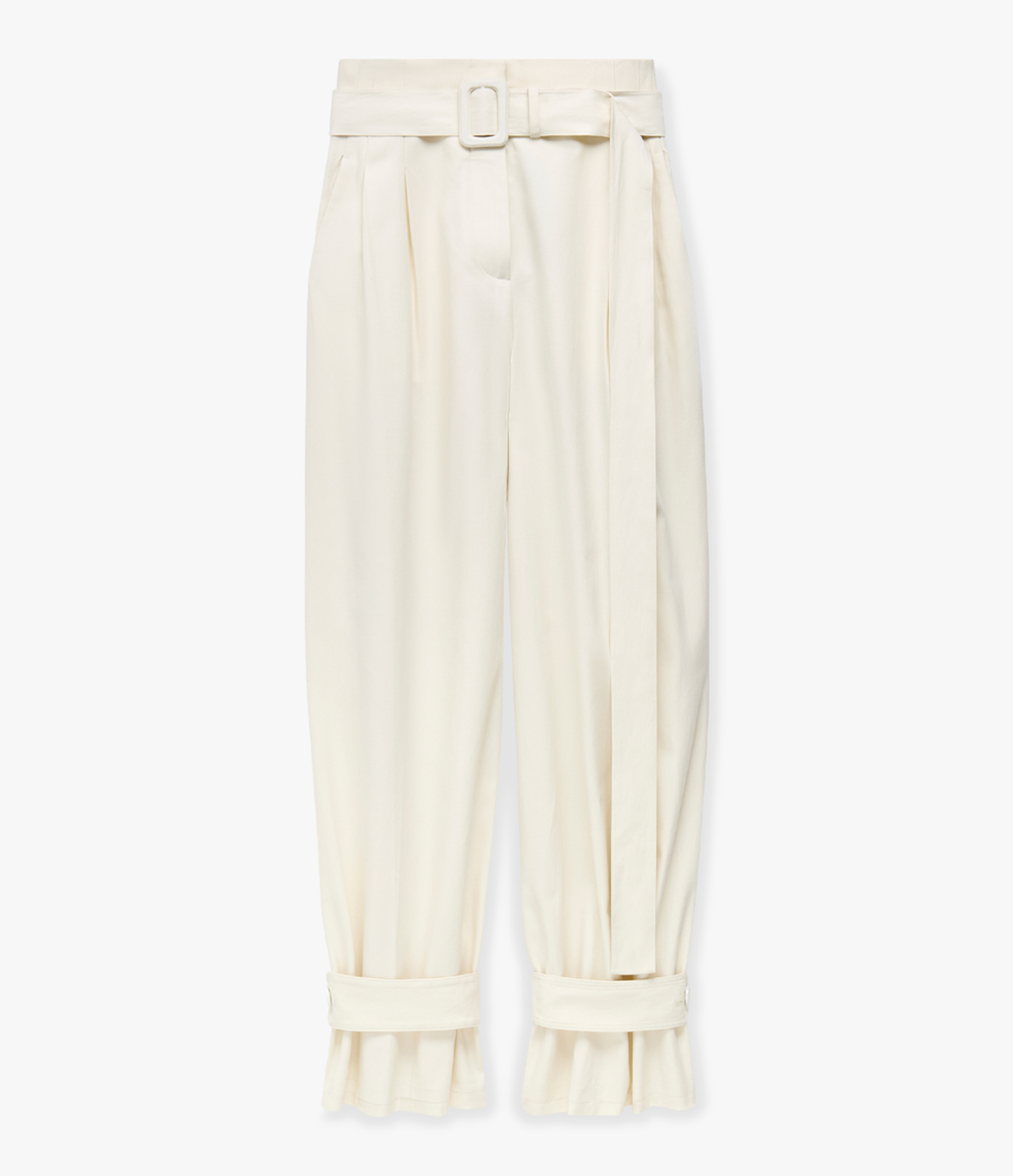 Another Tomorrow Tab Trouser in Off White – Cotton Women's Trousers