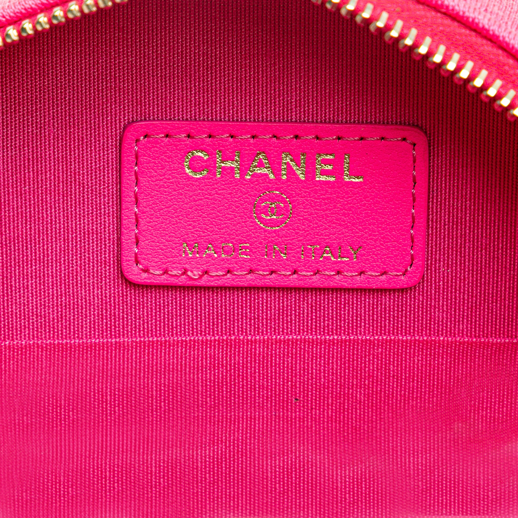 Chanel | Pre-Owned Jersey 19 Round Clutch on Chain | Pink/Hot Pink