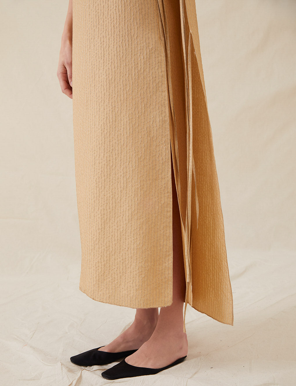 Womens | The Fluid Cape Dress In Wave Stripe | Copper