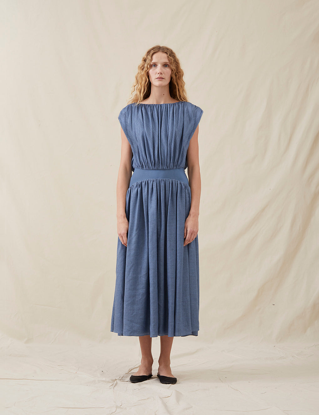 Womens | The Soft Gathered Dress | Chambray