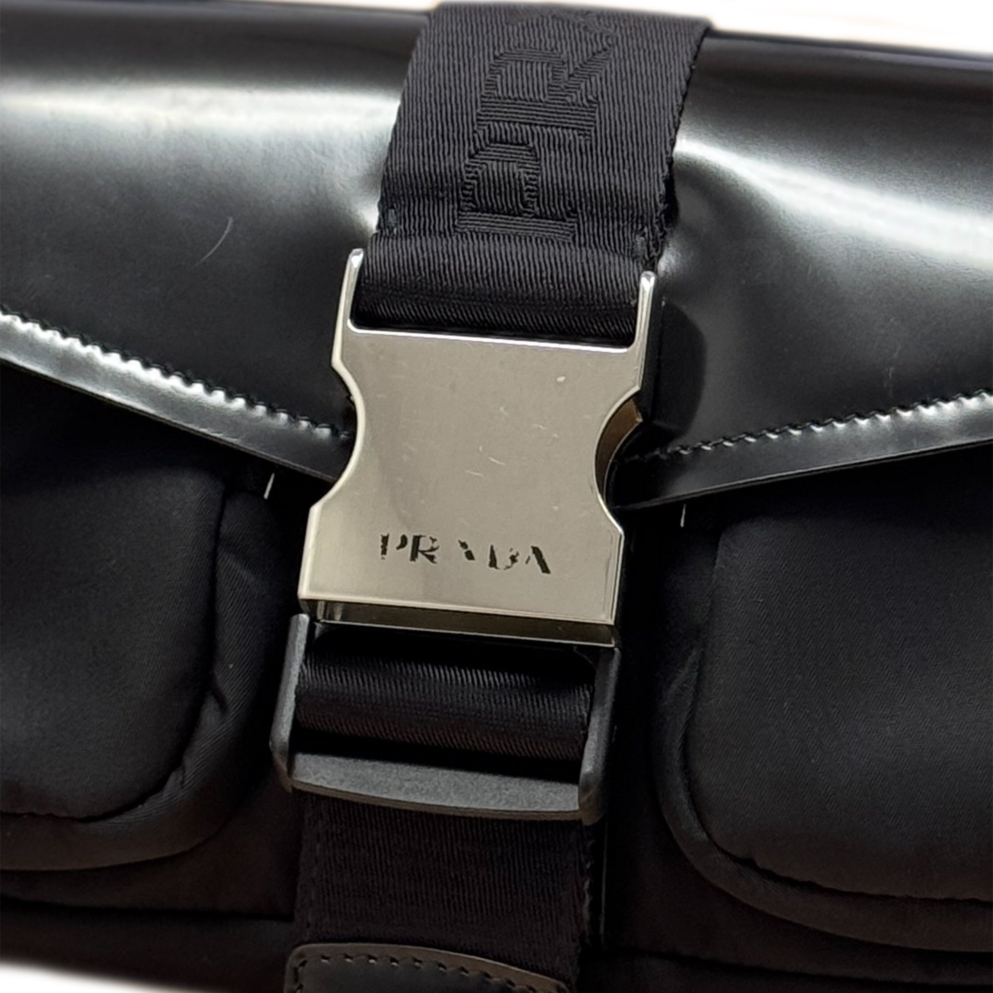 Prada | Pre-Owned Re-Nylon & Spazzolato Pocket Crossbody | Black