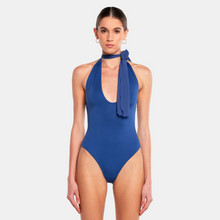 OW Collection Tie Neck Bodysuit | Elemental Blue