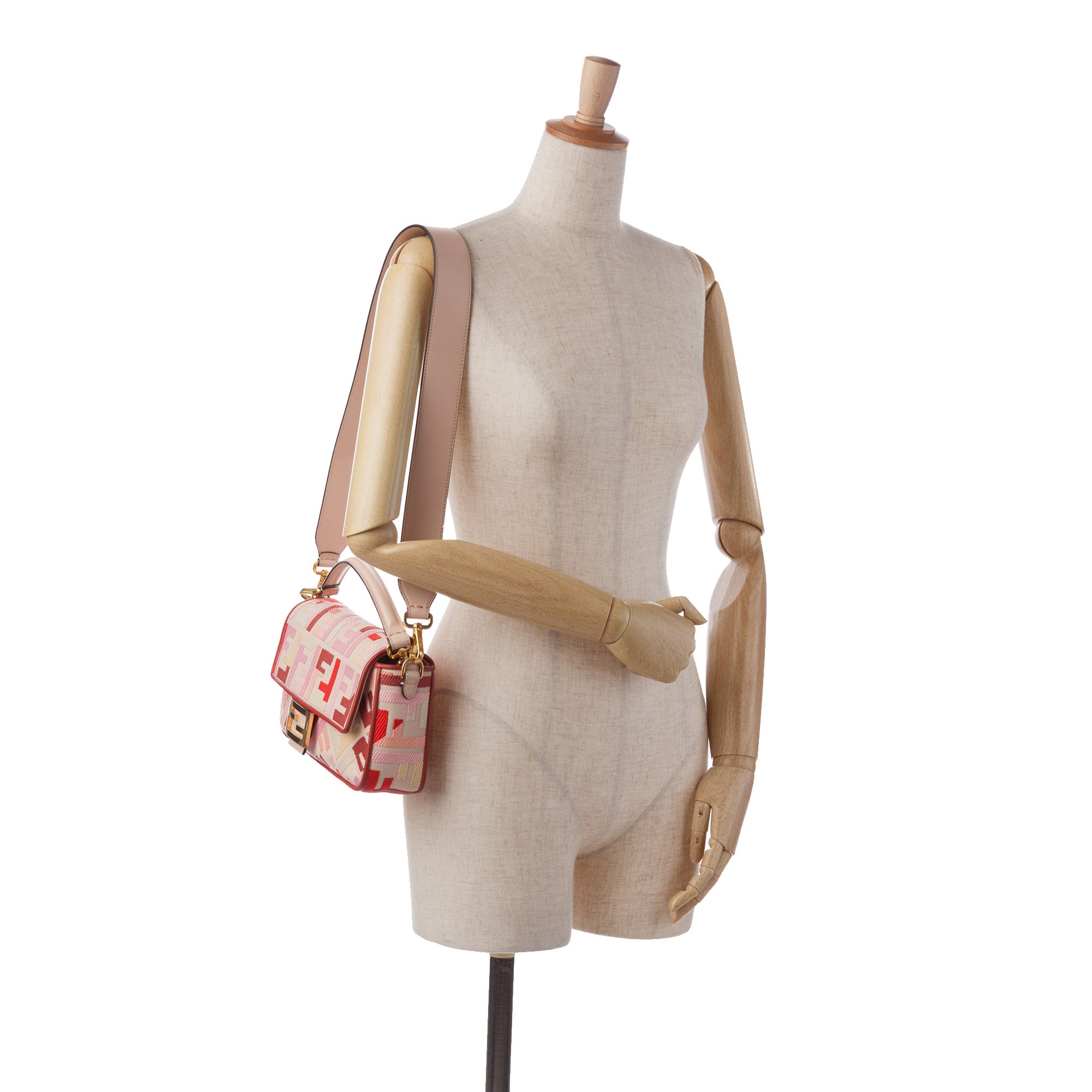 Fendi | Pre-Owned Zucca Embroidered Baguette Satchel | Pink