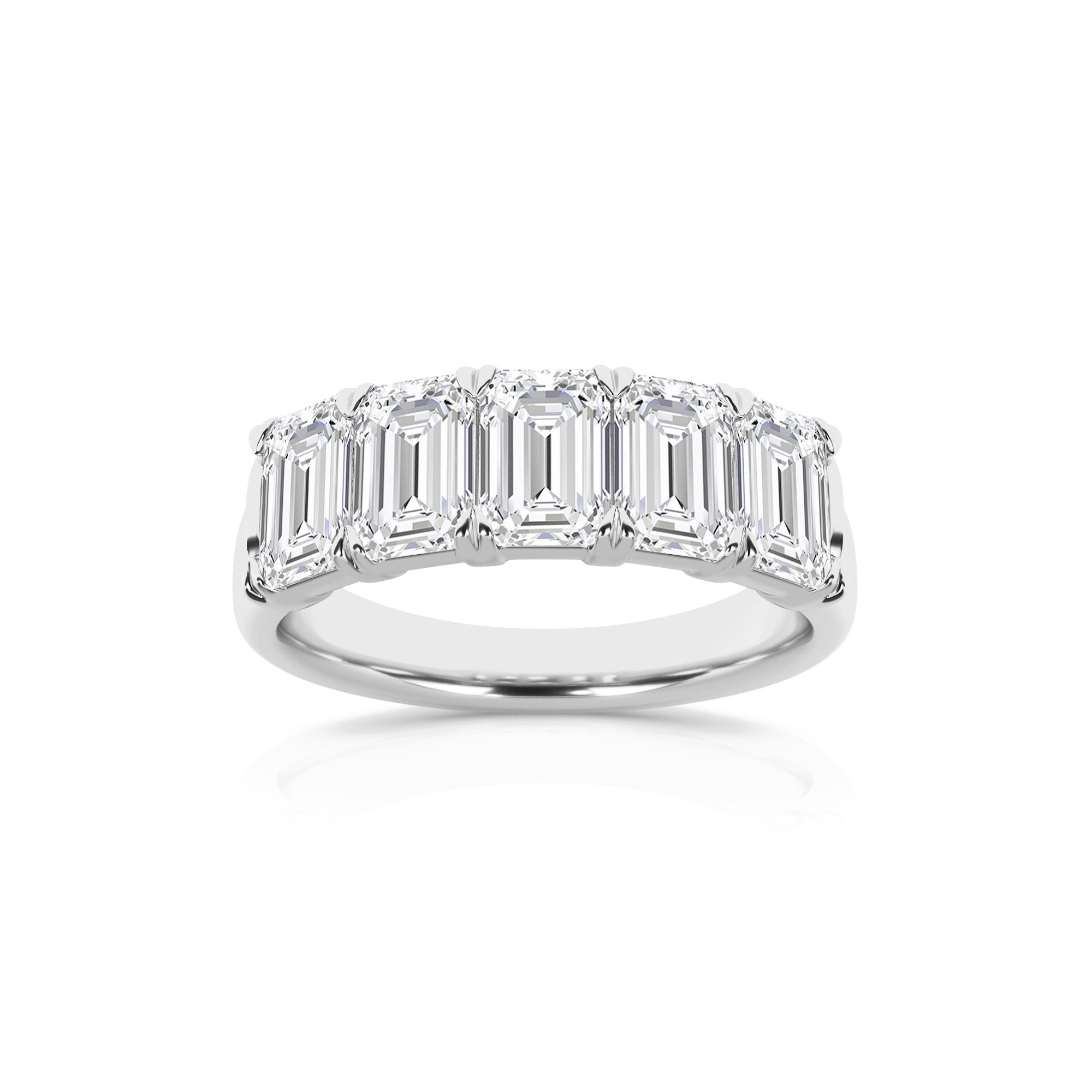 3.00 CT Emerald Lab-Grown Diamond | Five Stone Anniversary Wedding Band Ring | 14K White Gold | G Color | VS Clarity