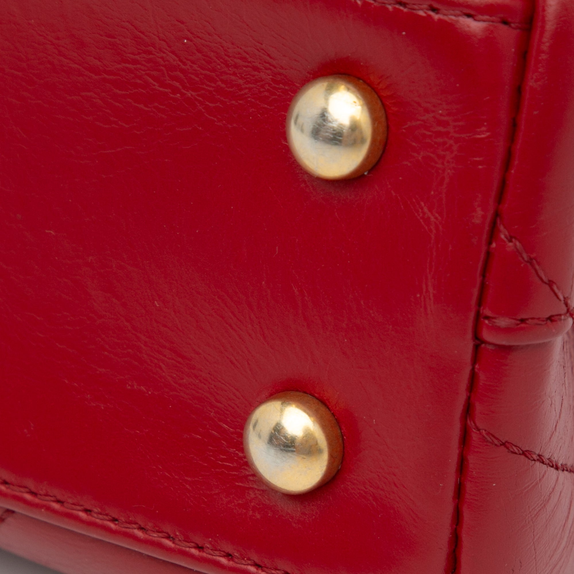 Chanel | Pre-Owned Small Lambskin Chevron Coco Top Handle Bag | Red