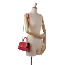 Chanel | Pre-Owned Small Lambskin Chevron Coco Top Handle Bag | Red