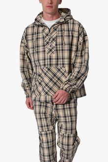 Tartan Print Quarter Zip Jacket | Cream