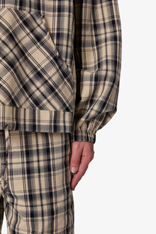 Tartan Print Quarter Zip Jacket | Cream