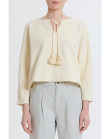 Tassel Tie Sweatshirt | Ivory