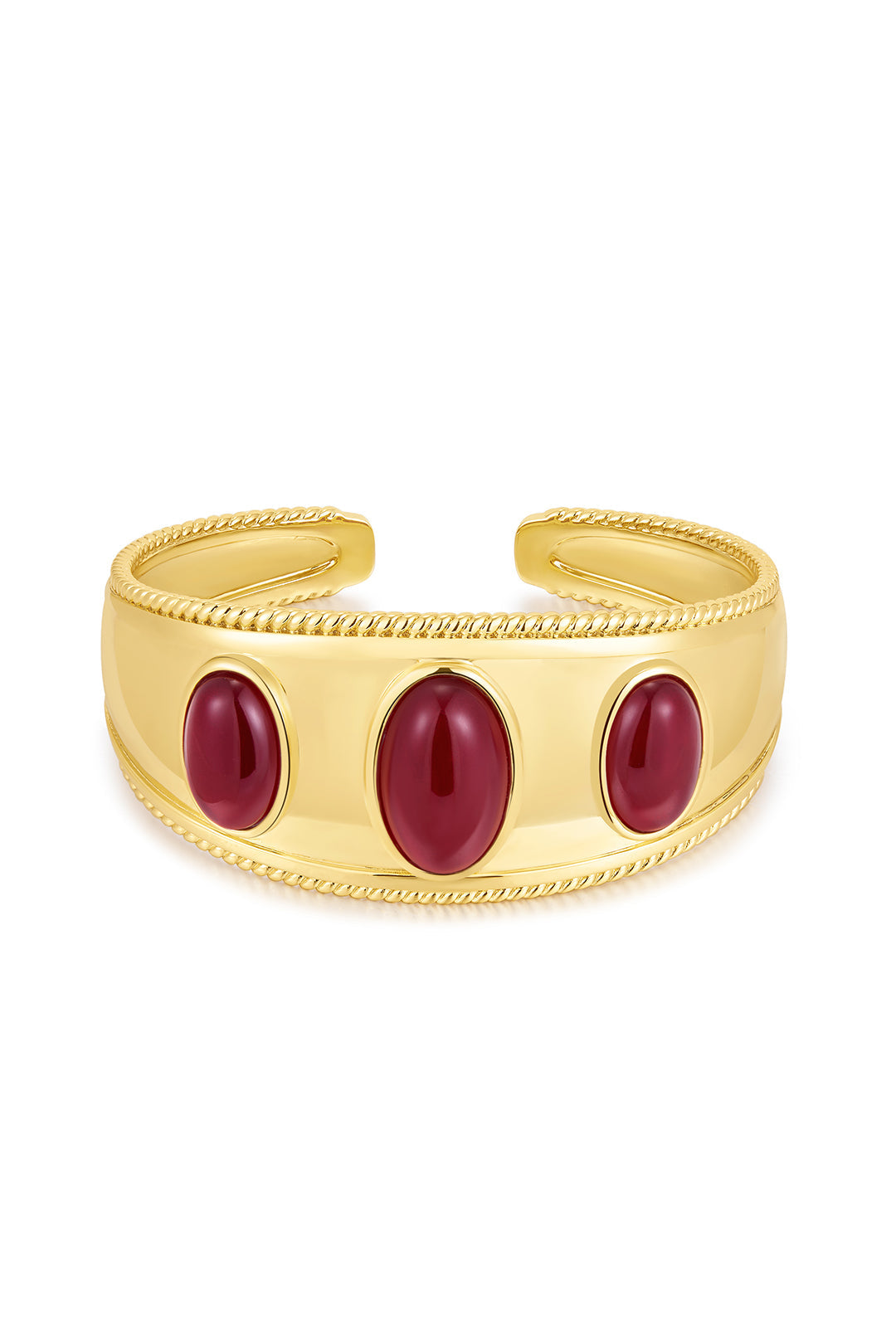 The Shiraz Bangle | Dark Red Cabochon | Gold