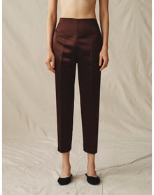 The Duchess Satin Cigarette Pants | Chocolate
