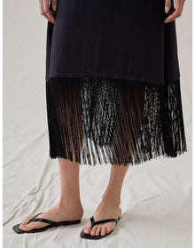 The Fringe Dress | Washed Black