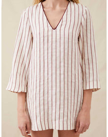 The Mini Caftan In Ticking Stripe | Washed Burgundy