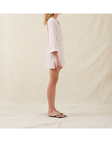 The Mini Caftan In Ticking Stripe | Washed Burgundy
