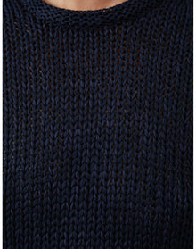 The Open-Weave Crewneck | Navy Melange