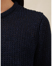 The Open-Weave Crewneck | Navy Melange