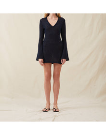 The Open-Weave Mini Dress | Navy Melange