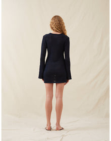 The Open-Weave Mini Dress | Navy Melange