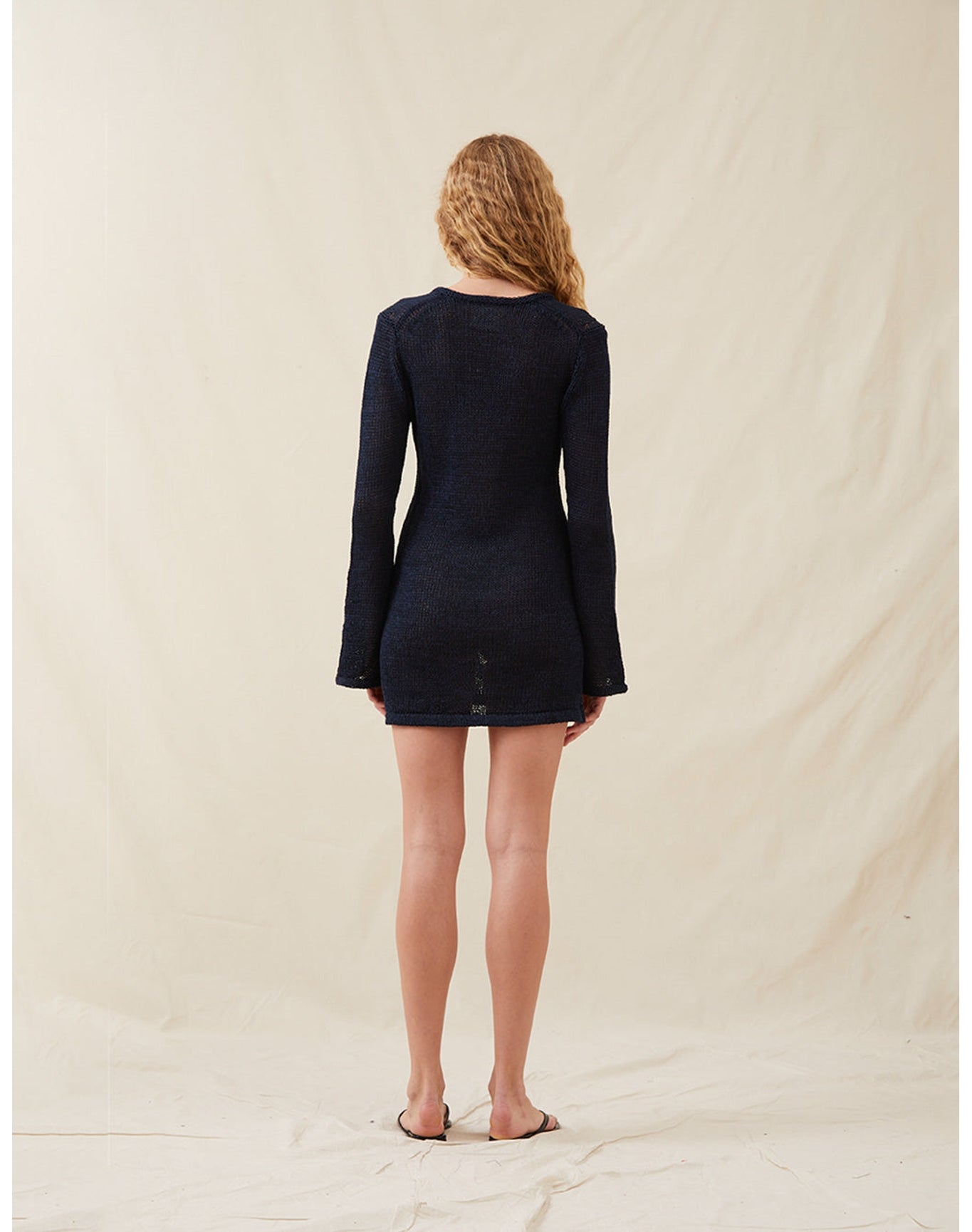 The Open-Weave Mini Dress | Navy Melange