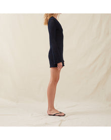 The Open-Weave Mini Dress | Navy Melange