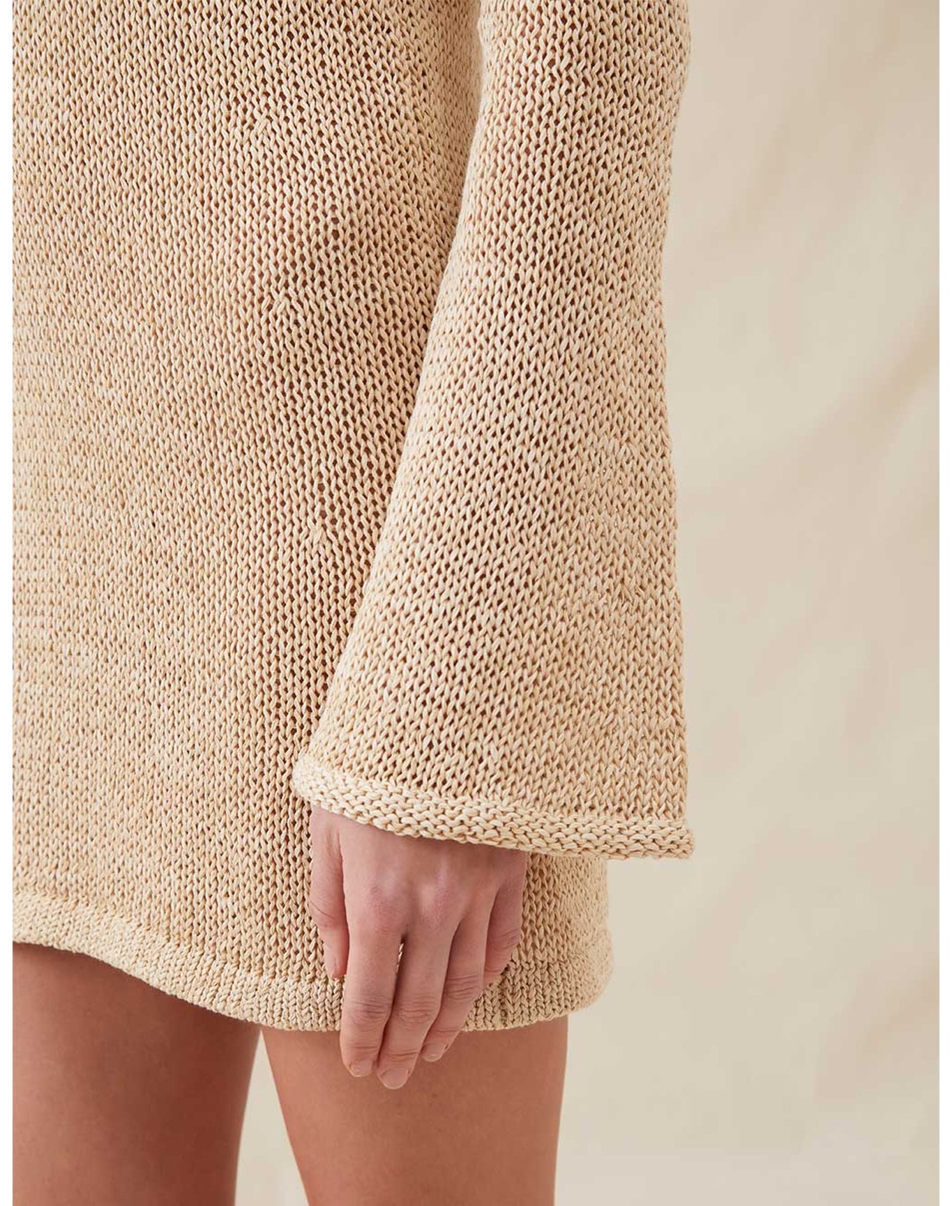 The Open-Weave Mini Dress | Straw Melange