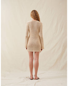 The Open-Weave Mini Dress | Straw Melange