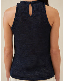 The Open-Weave Shell | Navy Melange