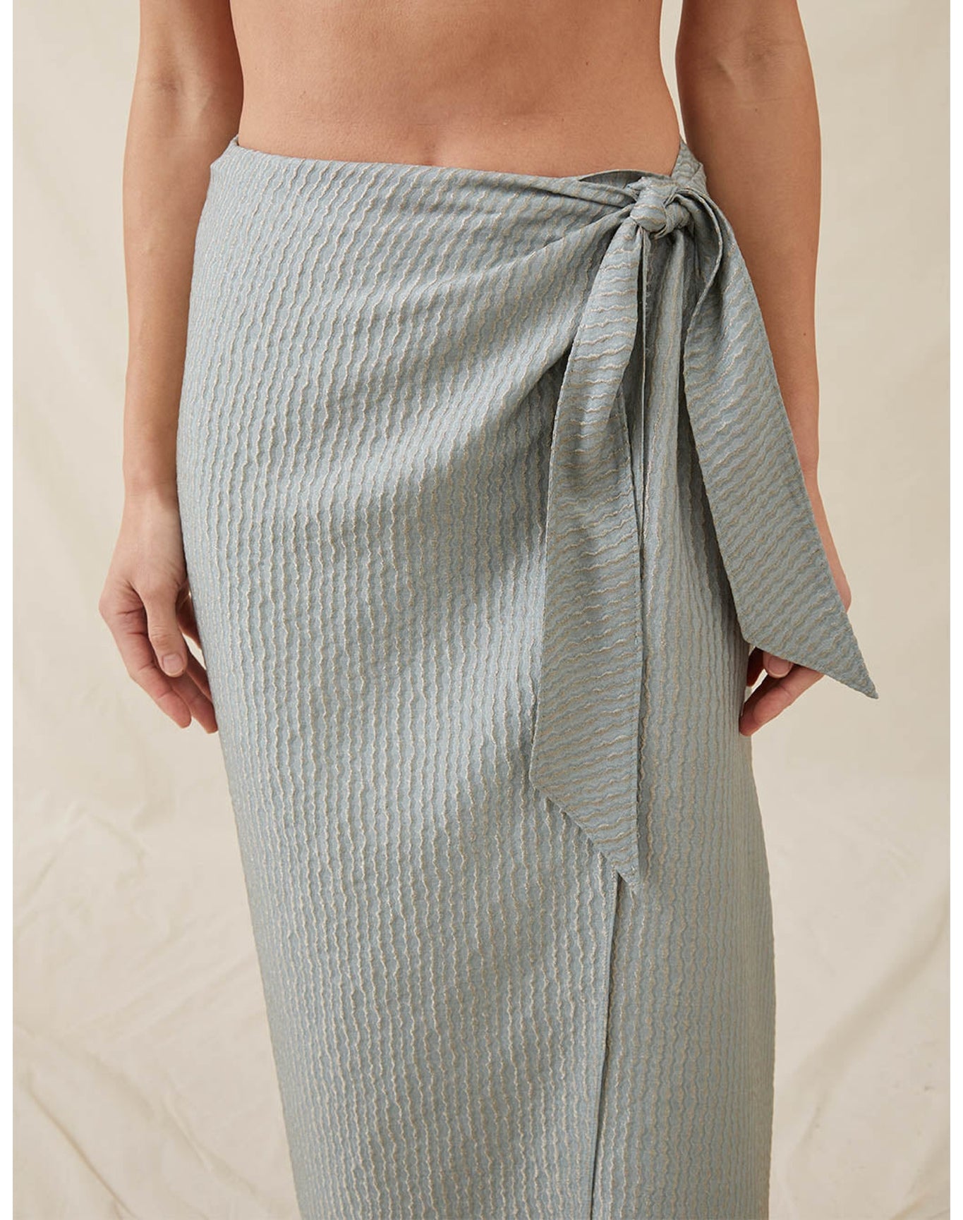 The Sarong Skirt In Wave Stripe | Sky
