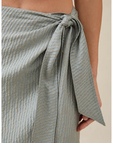 The Sarong Skirt In Wave Stripe | Sky