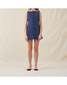 The Sculpted Mini Dress In Lucent Wool | Navy