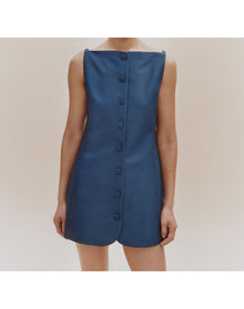 The Sculpted Mini Dress In Lucent Wool | Navy