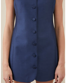 The Sculpted Mini Dress In Lucent Wool | Navy