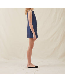 The Sculpted Mini Dress In Lucent Wool | Navy