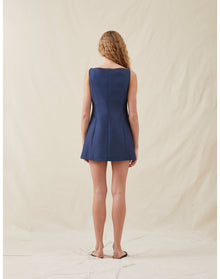 The Sculpted Mini Dress In Lucent Wool | Navy